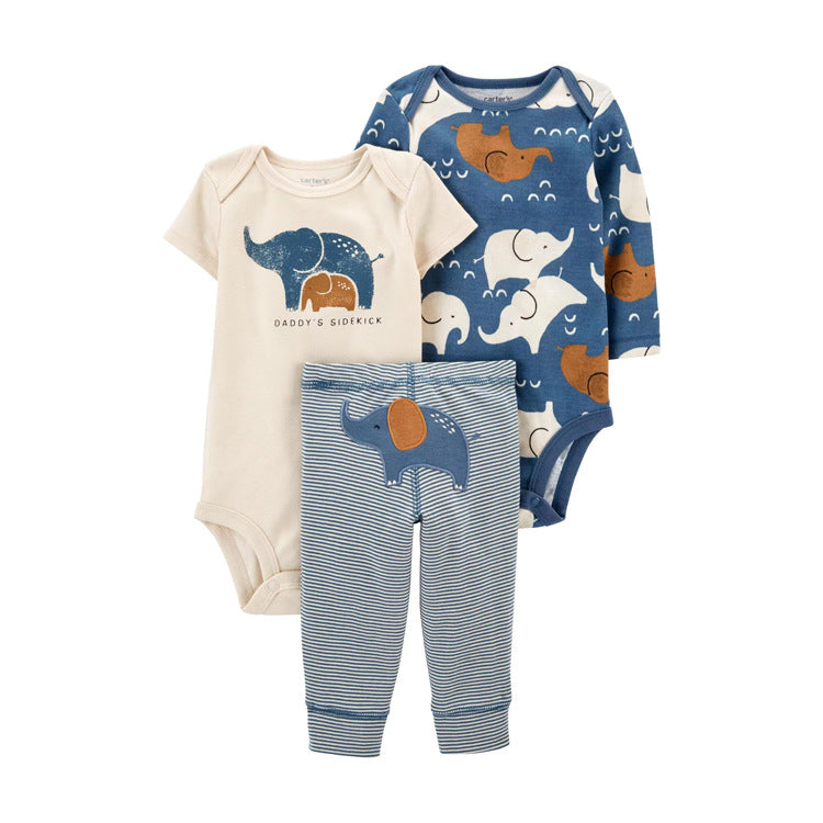 Carter's Infant Boys Daddy's 3-Piece Cute Elephant Sleeve Bodysuits+ Leggings 32133 Dark Blue/Cream