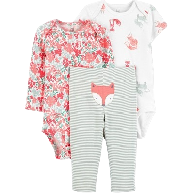 Carter's Infant Girls 3-Piece Fox Themed Bodysuits+ Leggings 32125 Pink/White