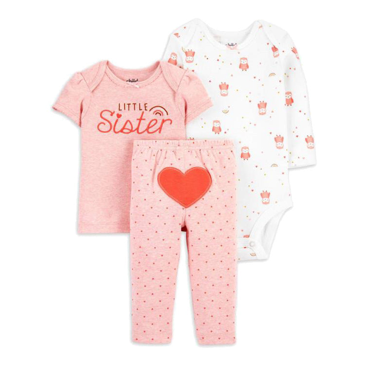 Carter's Infant Girls Little Sister 3-Piece Hearts Bodysuits+ Leggings 32112 Pink/White