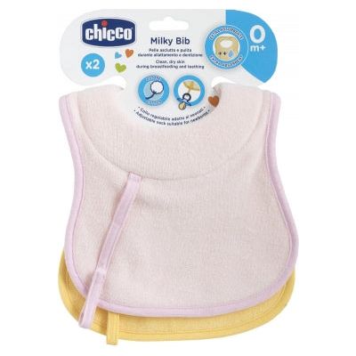 Chicco 2 Breastfeeding and Teething Bibs Pink and Yellow Age- Newborn & Above