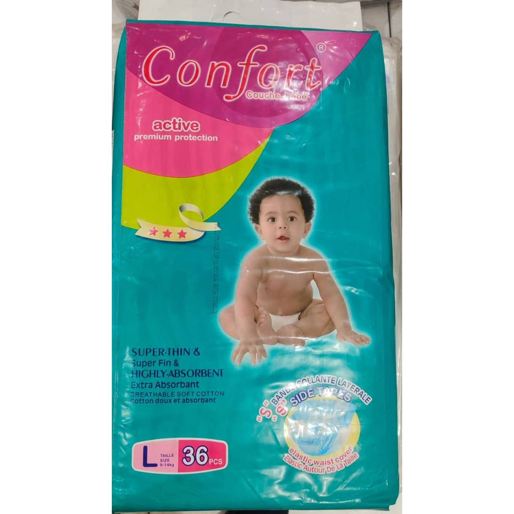 Confort Diaper Couche Active Baby Diapers Large Size 9-14 Kg 36 Pieces
