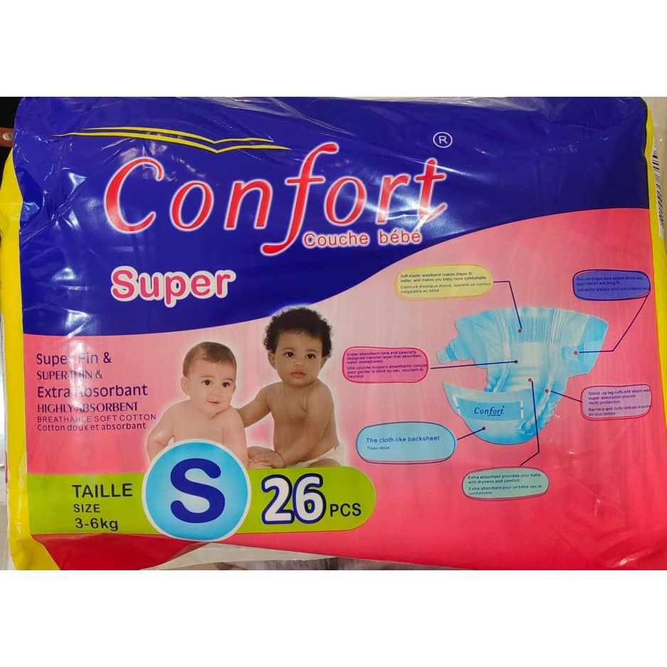 Confort Diaper Couche Super Baby Diapers Small 3-6Kg 26 Pieces