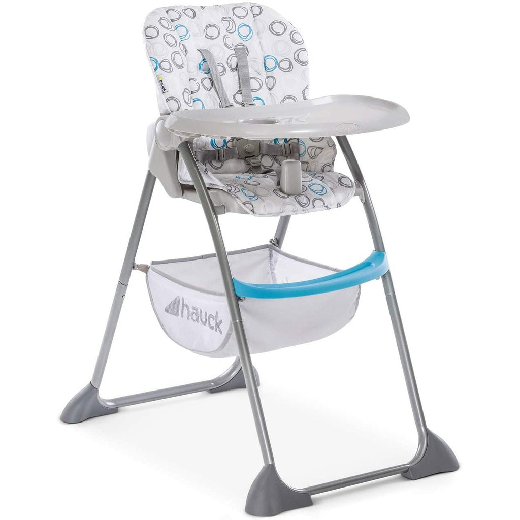 Hauck Sit & Fold Baby Feeding Highchair With Basket Circles Blues Age-6 Months & Above