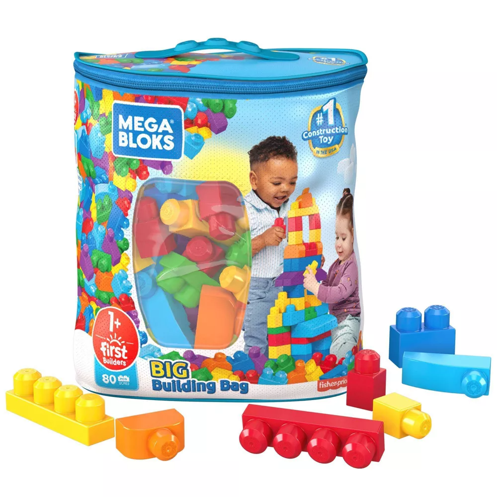 Mega Bloks First Builders Big Building Bag Classic 80 Pieces Multicolor Age- 12 Months to 5 Years