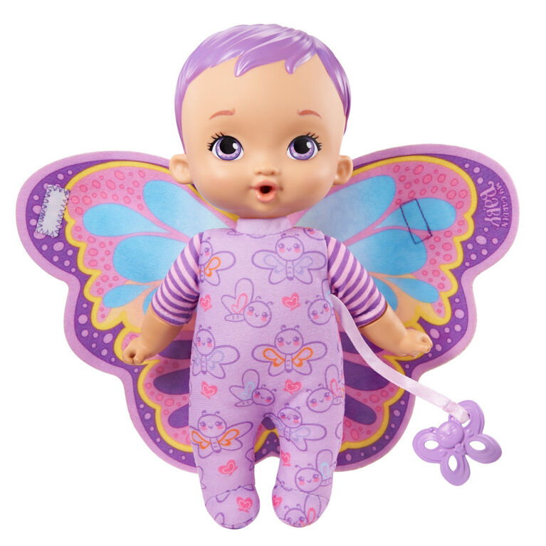 Mattel My Garden Baby My First Baby Butterfly Doll (23 cm) with Swaddle Purple Hbh38 Age- 18 Months & Above