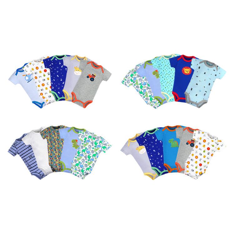 Redkite Infant Boys Cute Bodysuits (Set of 5) Assorted Packs Multicolor WD33Boy