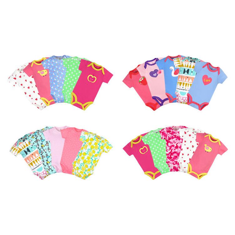 Redkite Infant Girls Cute Bodysuits (Set of 5) Assorted Packs Multicolor WD33Boy