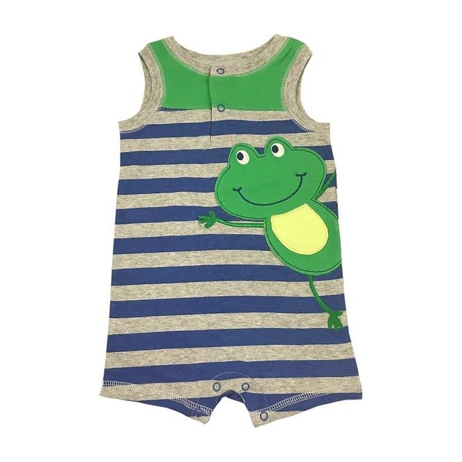 Motherschoice Cute Froggie Striped Baby Sleeveless Romper IT1088