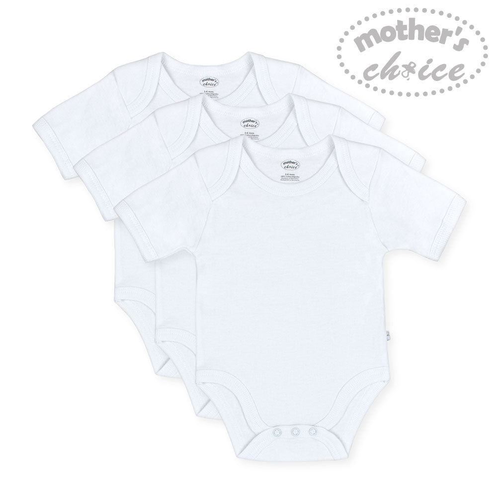 Motherschoice 3-Pack Short Sleeves Baby Bodysuits White IT2827A