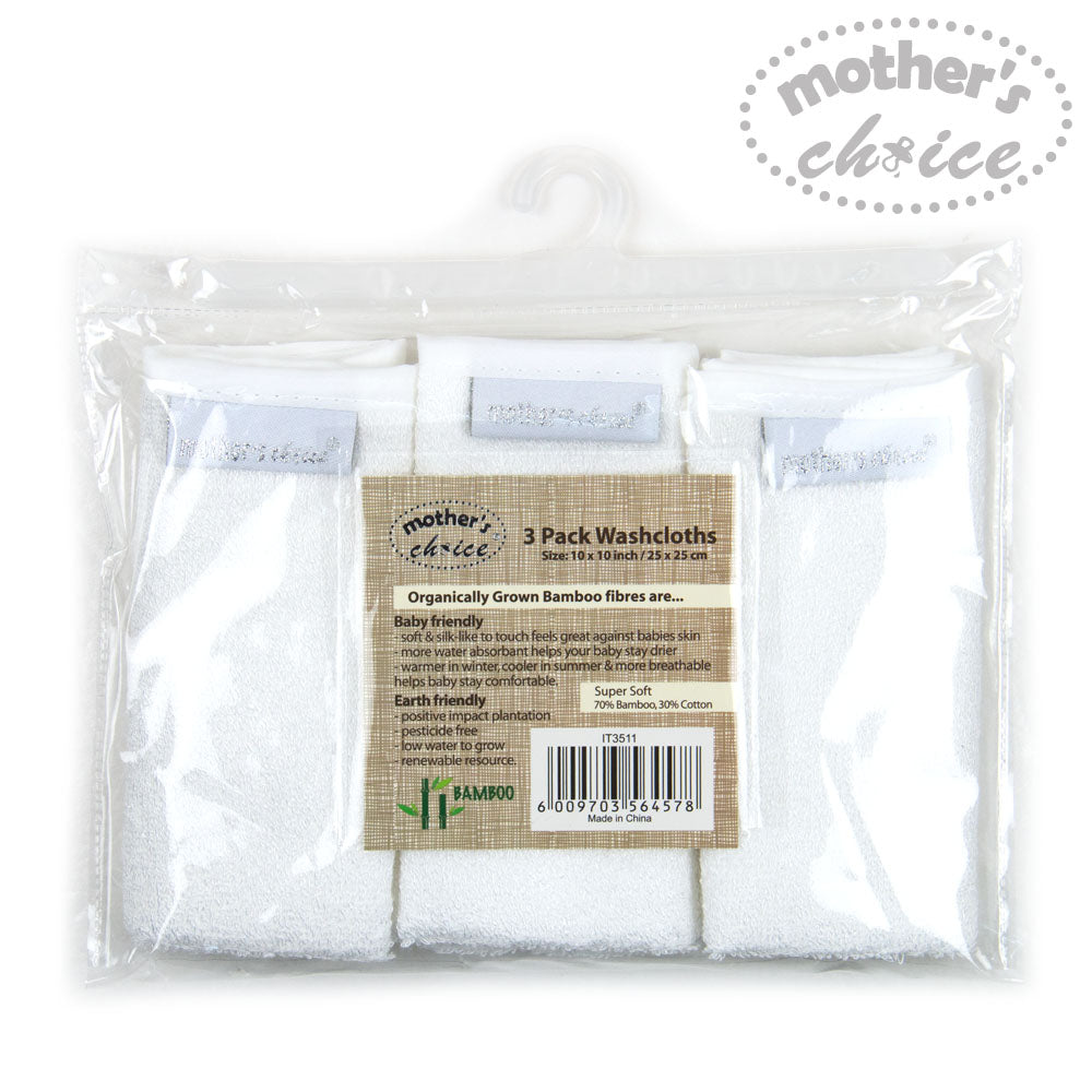 Motherschoice Baby Bamboo Face Cloth (25x25cm) White IT3511 Age-Newborn & Above