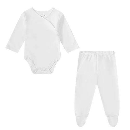 Infancie Baby Wrap Over Bodysuit with Leggings Set White IT4623