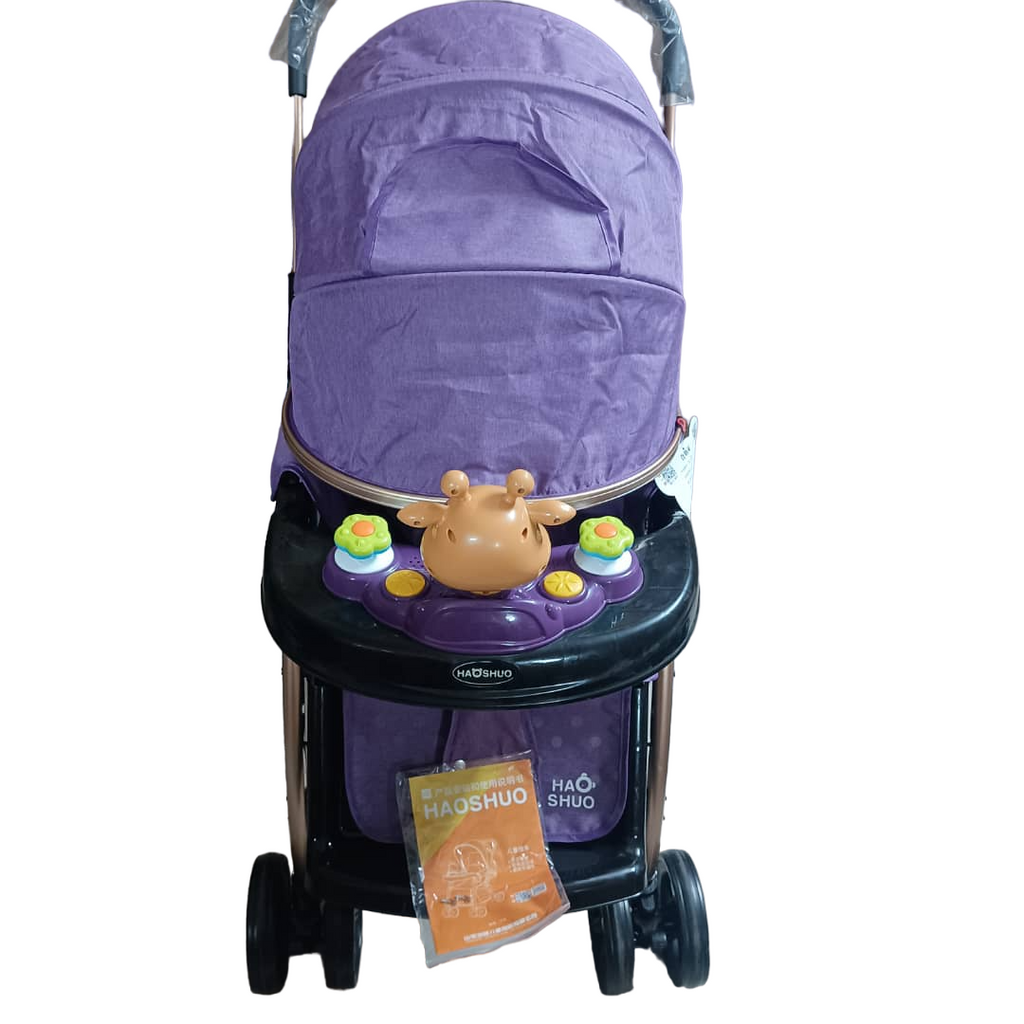 Pibi Lightweight Baby Stroller with Canopy, Tray with Toys & Storage Basket Purple Age- 3 Months & Above (holds upto 20 Kgs)