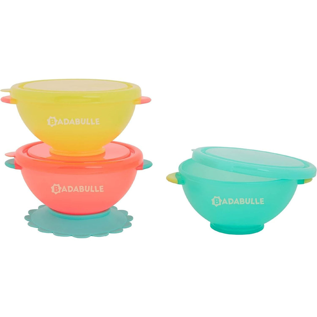 Badabulle 3-Pack Funcolors Bowls with Lids 330 Ml Multicolor Age-Newborn & Above