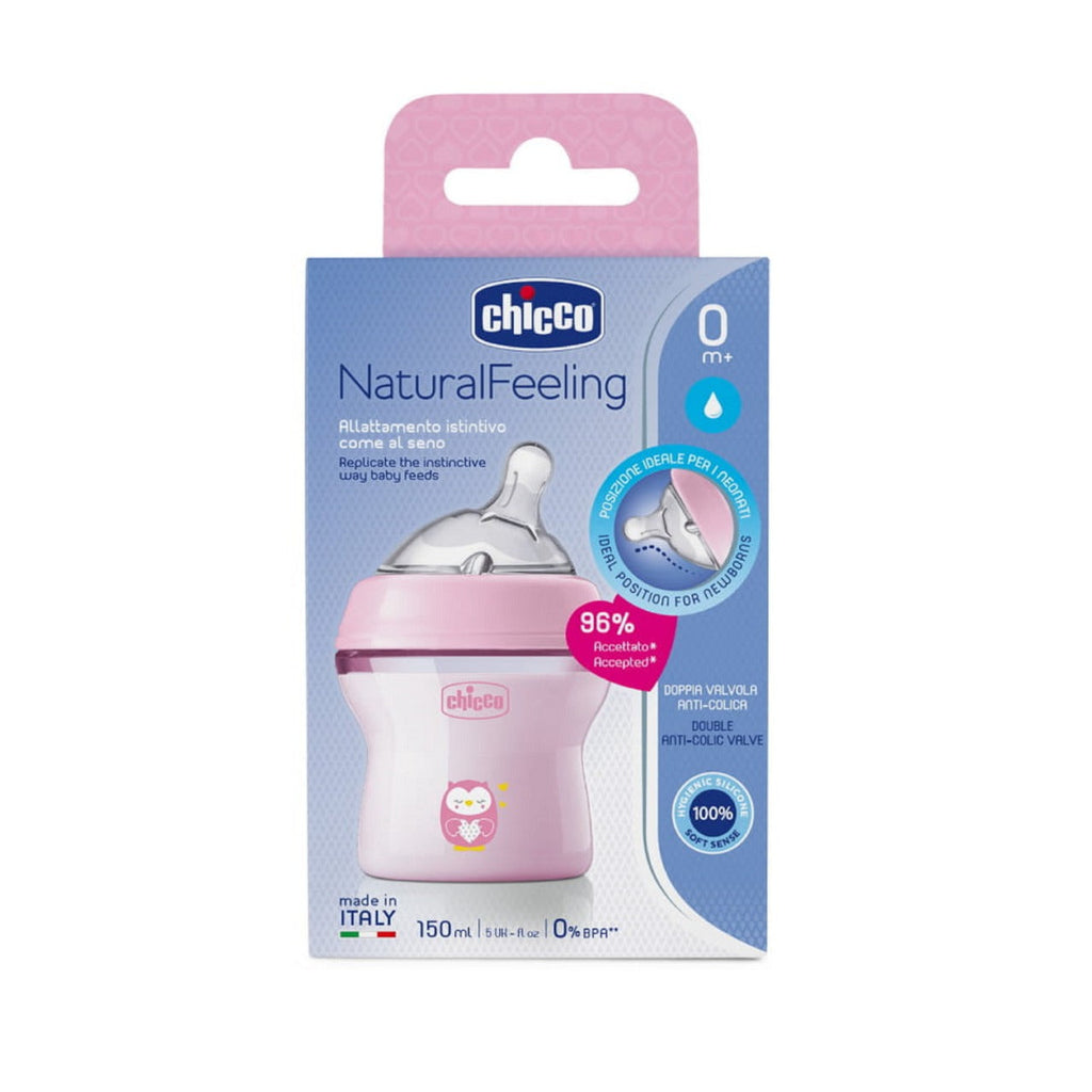 Chicco Baby NaturalFeeling Bottle Slow Flow Pink 150Ml Age- Newborn & Above