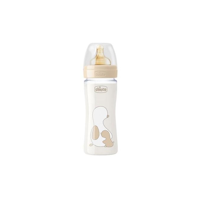 Chicco Biberon Original Touch Latex Glass Feeding Bottle 240 Ml Neutral  Age- Newborn & Above