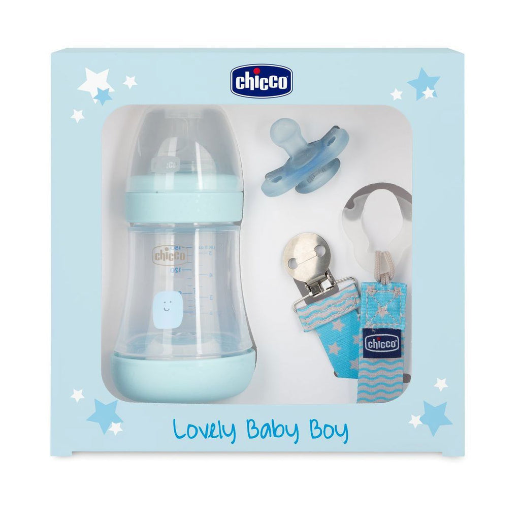 Chicco Perfect Baby Boy Feeding Bottle Gift Set of 3 Blue Age- Newborn & Above
