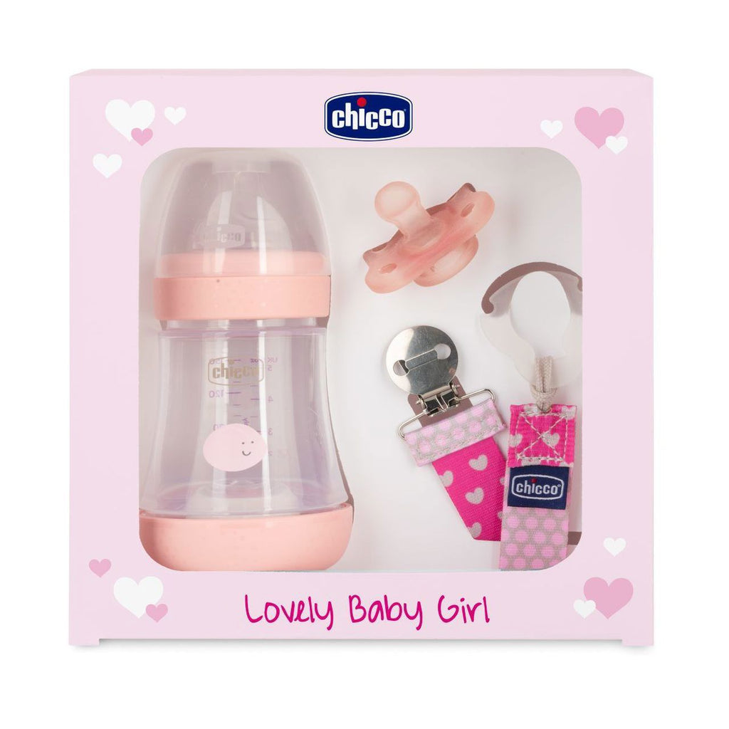 Chicco Perfect Baby Girl Feeding Bottle Gift Set of 3 Pink Age- Newborn & Above