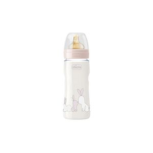Chicco Well Being Slow Flow Glass Baby Feeding Bottle 330ml Rosa  Age- Newborn & Above