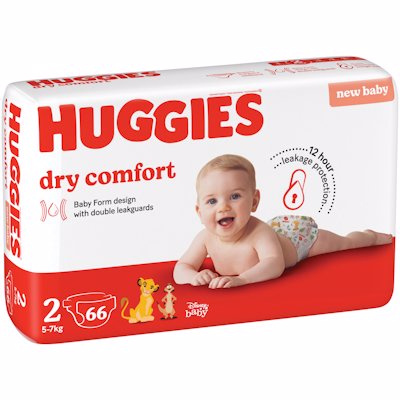 Huggies Dry Comfort Baby Diapers Size 2 (5-7Kg) 66Pcs