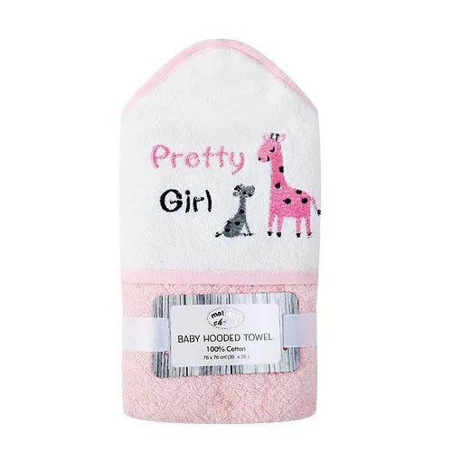 Motherschoice Supersoft Baby Cotton Embroidery Hooded Towel (76 x 76 cm) Pink IT4580 Age- Newborn & Above