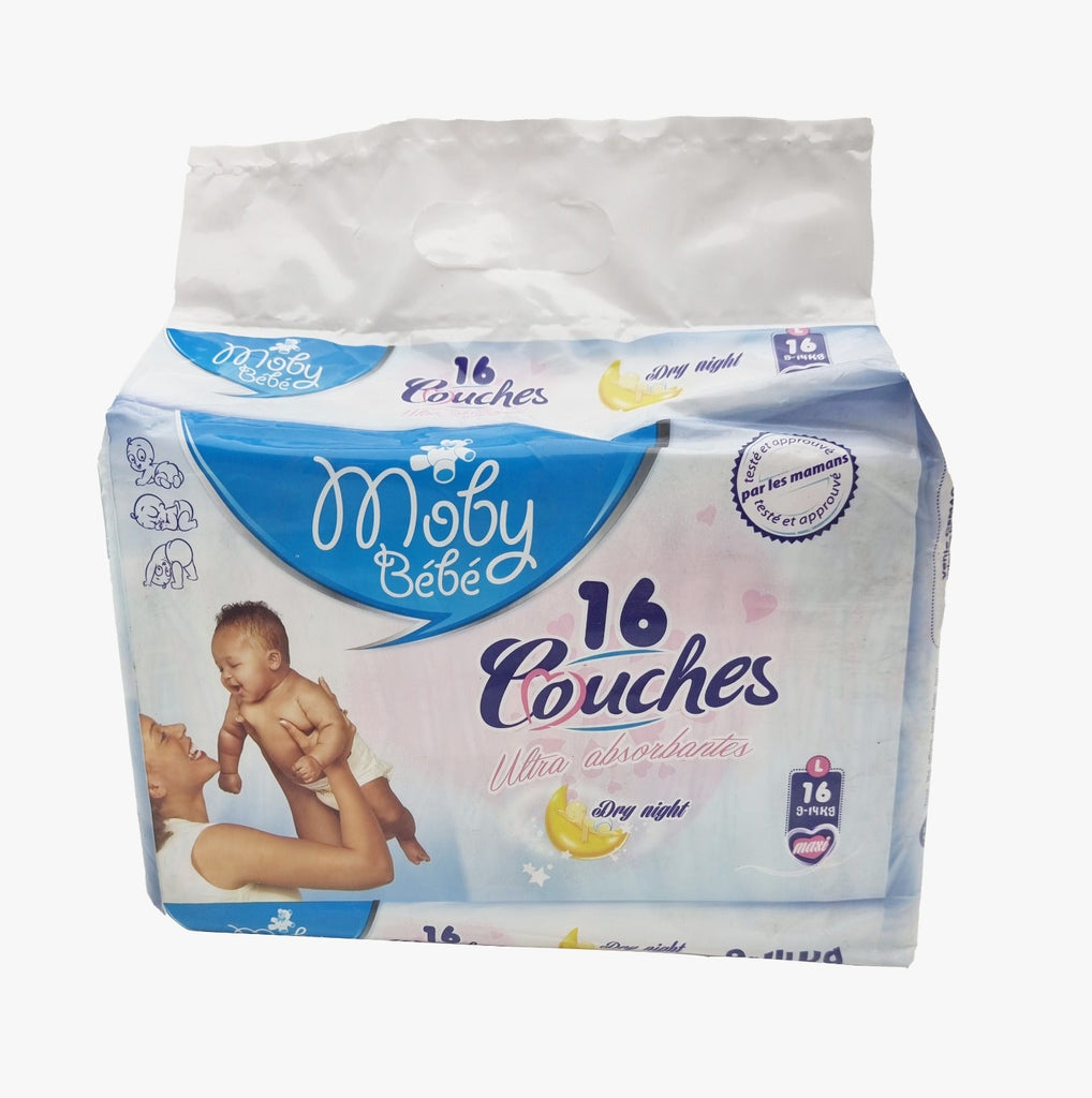Moby Bebe Baby Diapers L (9-14Kg) 16Pcs