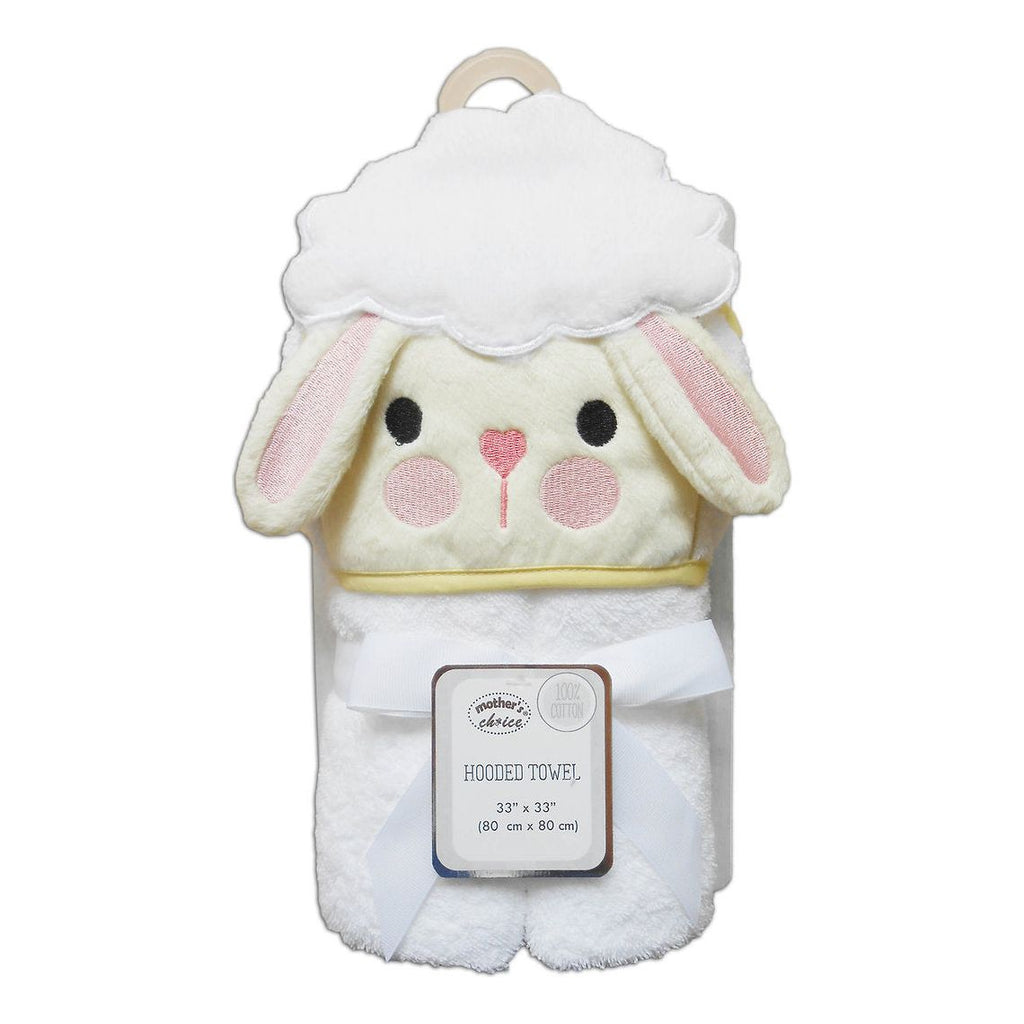 Motherschoice Sheep Baby 3-D Hooded Towel Towel (84x84cm) IT11601 White Age- Newborn & Above