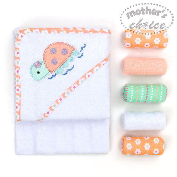 Motherschoice Baby Hooded Towel (75 x 75 cm) + 5 Face Cloth Set IT3481