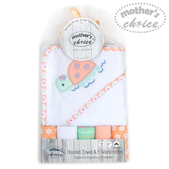 Motherschoice Baby Hooded Towel (75 x 75 cm) + 5 Face Cloth Set IT3481