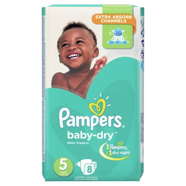 Pampers Baby Dry Maxi Diapers Size 5 (11-25Kg) 8Pcs