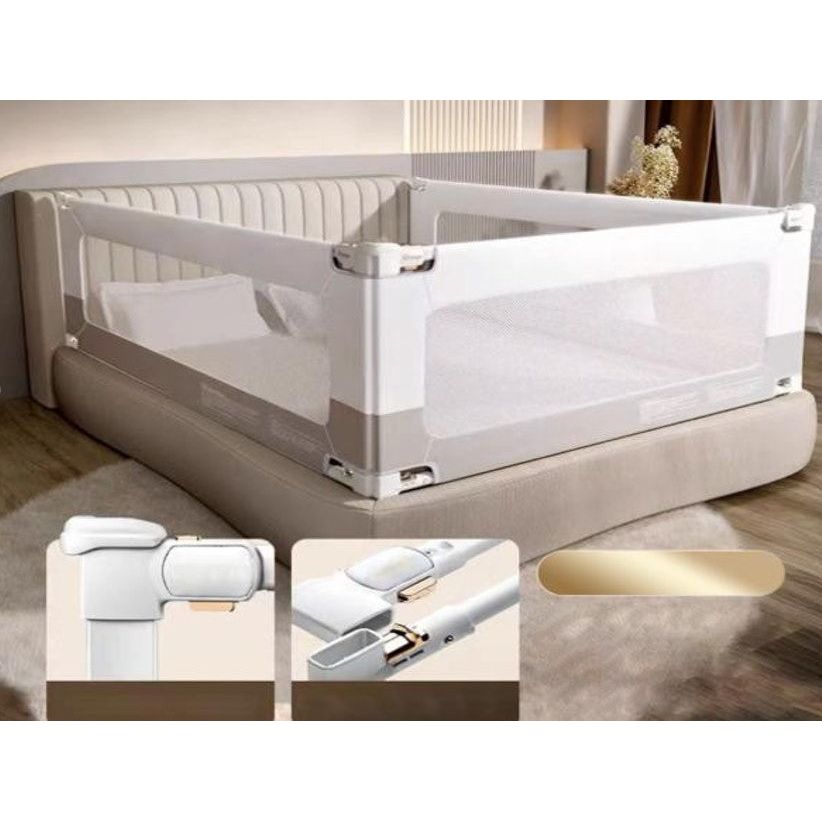 Peekaboo Baby/Child Safety Bed Rail 200 cm/ 2 Metres Grey Age- Newborn & Above