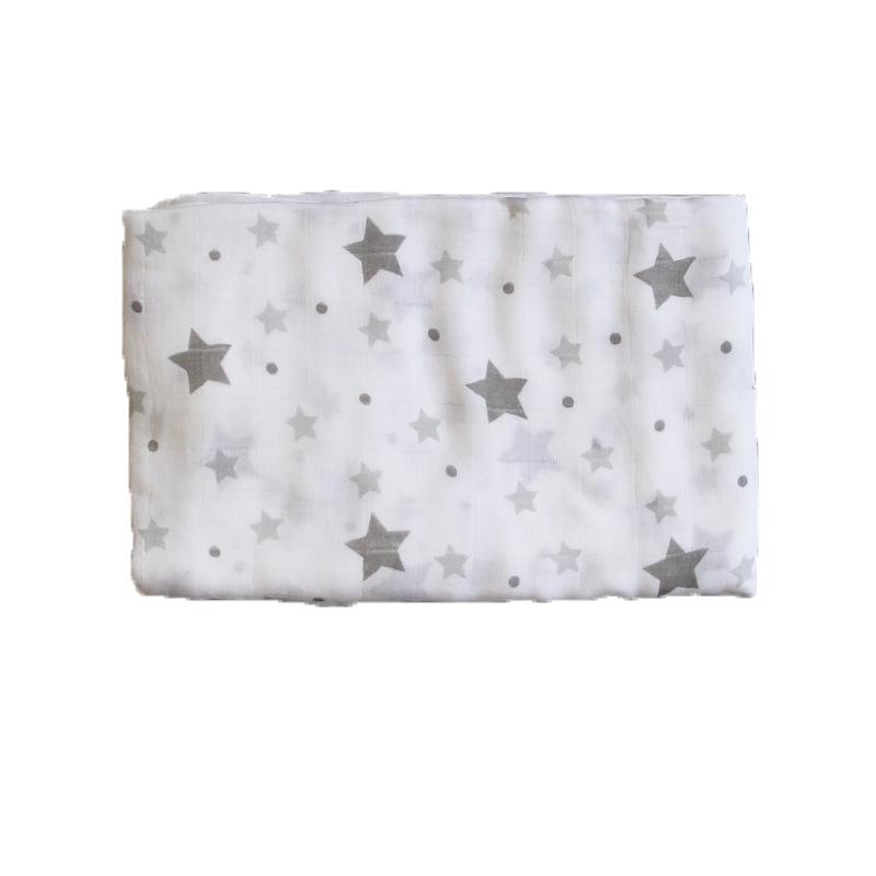Peekaboo Star Printed Baby Muslin Swaddle Blanket 120 x 120 cm White/GreyAge- Newborn & Above