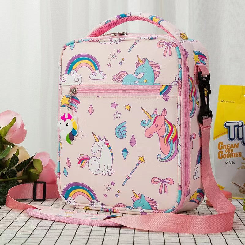 Pibi 2-in-1 Cute Unicorn Stationery & Cooler Lunch Bag Baby Pink