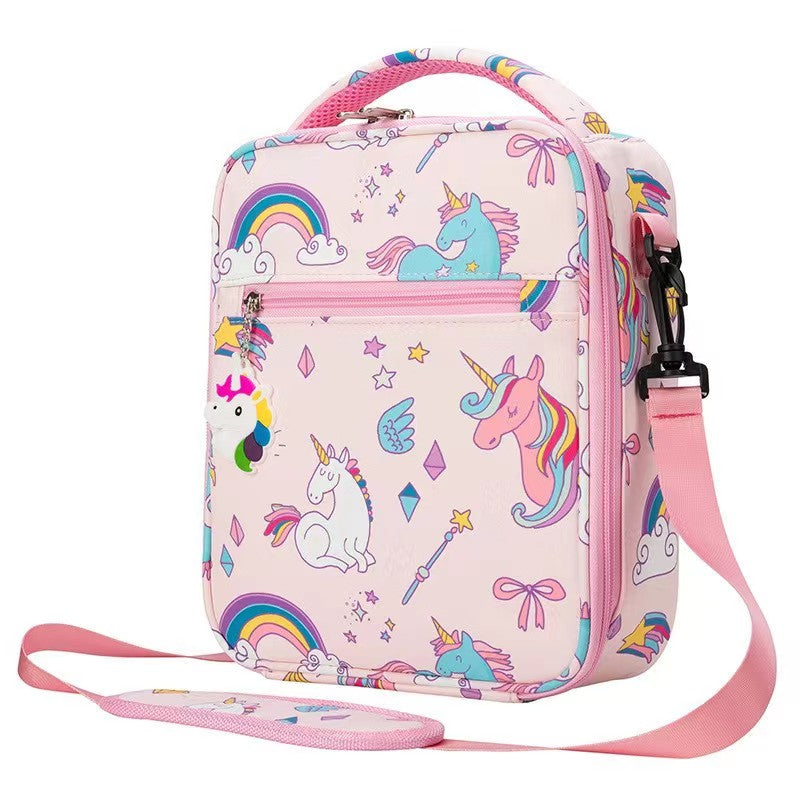 Pibi 2-in-1 Cute Unicorn Stationery & Cooler Lunch Bag Baby Pink
