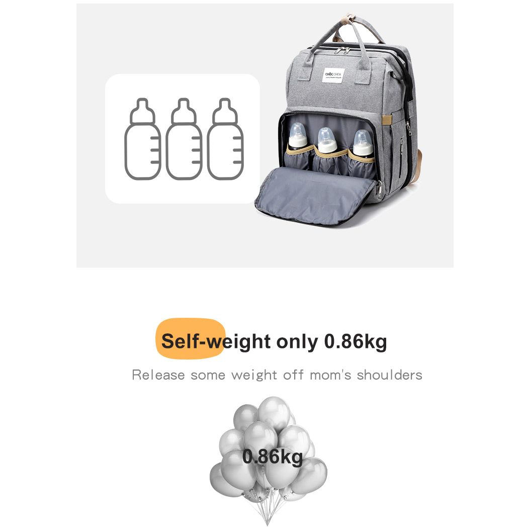 Pibi 2-in-1 Multifunctional Mommy Diaper Backpack with Invisible Changing Mat Grey