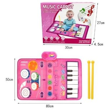 Pibi 2 in 1 Piano Musical Mat with Lights & Music (50*80 cm) Pink Age- 12 Months & Above
