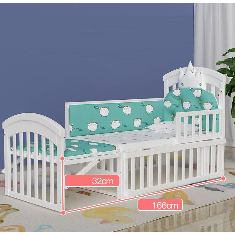 Pibi 3 in 1 Cot/Crib Cum Junior Bed White Age- Newborn to 5 Years