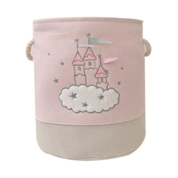Pibi Adorable Clouds Castle Printed Laundry Bag/Toy Organizer (35 x 40 cm)  Pink Age- Newborn & Above