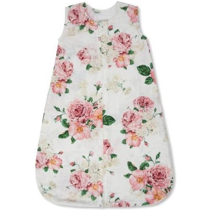 Pibi Cotton Muslin Sleeveless Sleeping Bag Small Watercolor Roses Age- Newborn to 6 Months