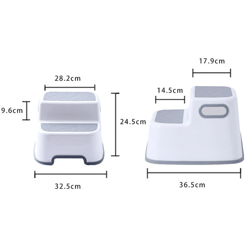 Pibi Double Step Stool With Anti-Slip Function White Grey Age- 2 Years & Above