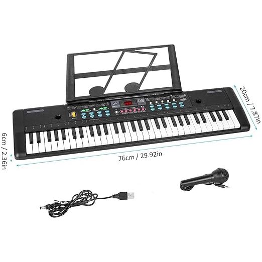 Pibi Kids 61 Key Electronic Keyboard with MIC Black/White Age- 4 Years & Above