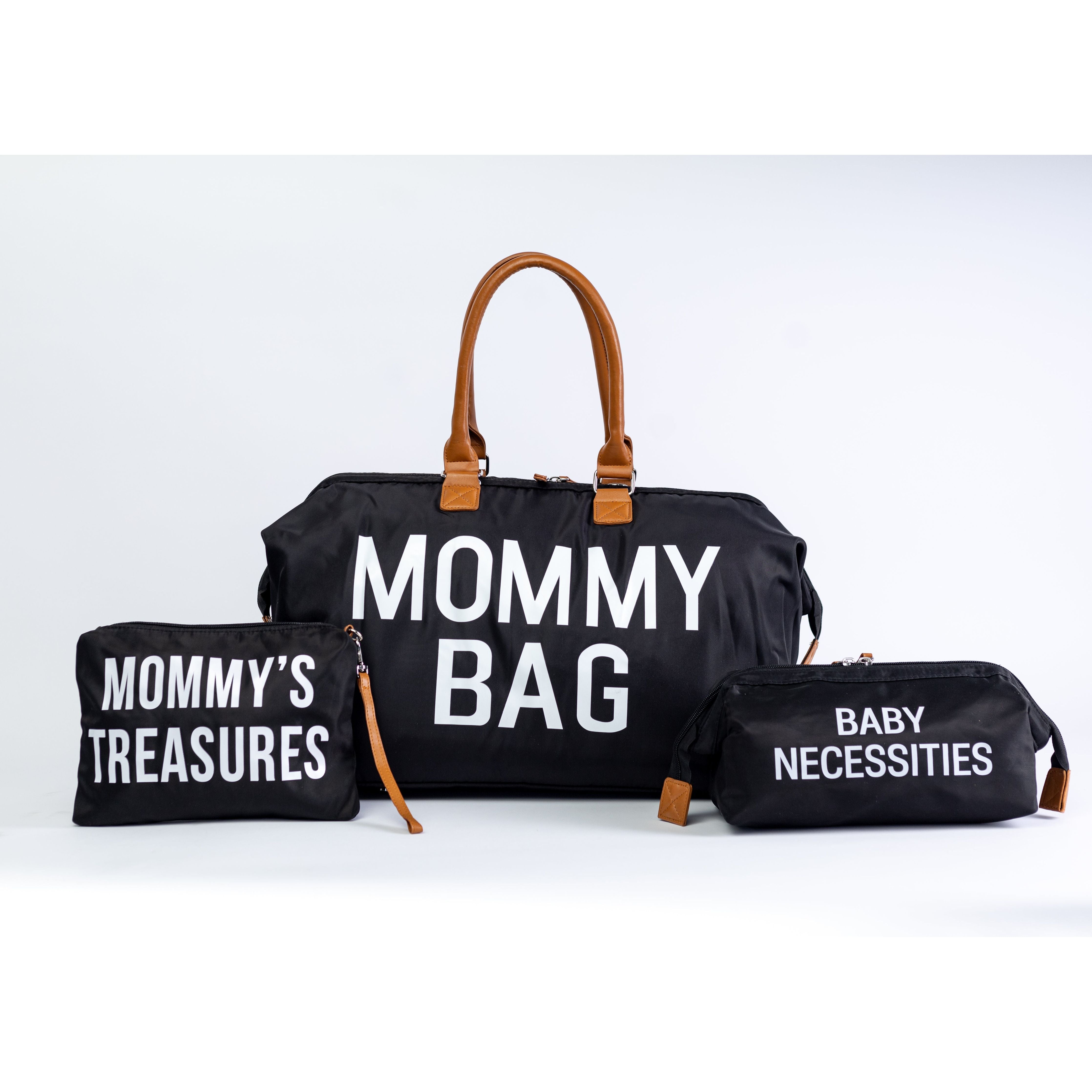 Pibi Mommy Tote Diaper Bag Set of 3 Black