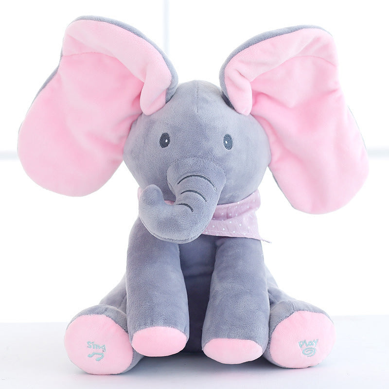 Pibi Supersoft Cuddly Elephant Plush Toy 30 cm Grey/Pink Age- Newborn & Above