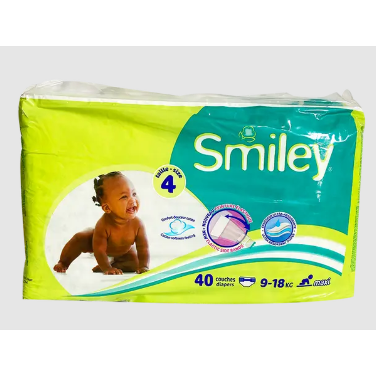 Smiley Maxi Baby Diapers Size 4 (9-18Kg) 40Pc