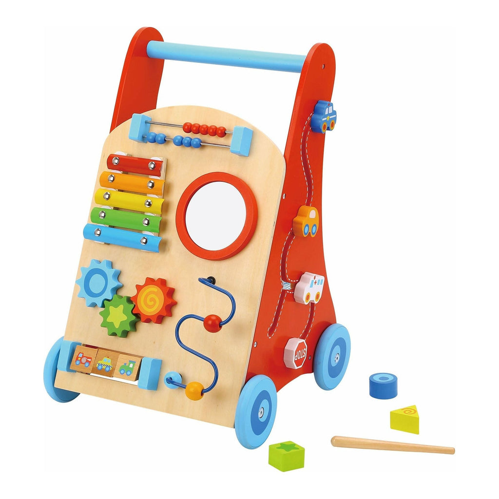 Tooky Toy Wooden Baby Push Along Activity Walker 5 Pieces Age-2 Years & Above