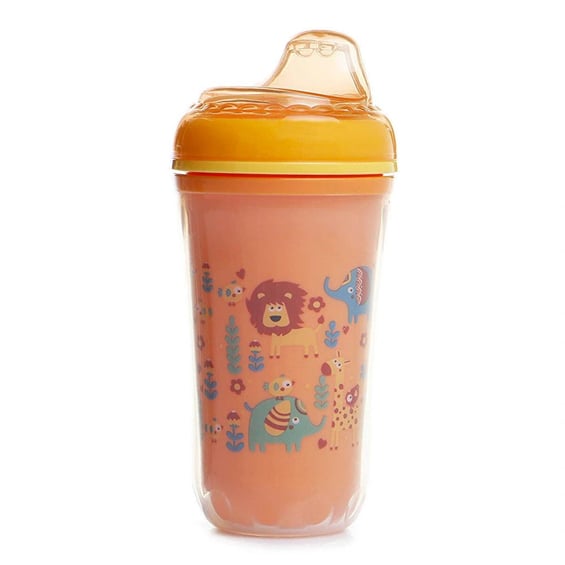 Wee Baby Insulated Glass Sipping Cup with Straw Orange 300 ml Age- 6 Months & Above