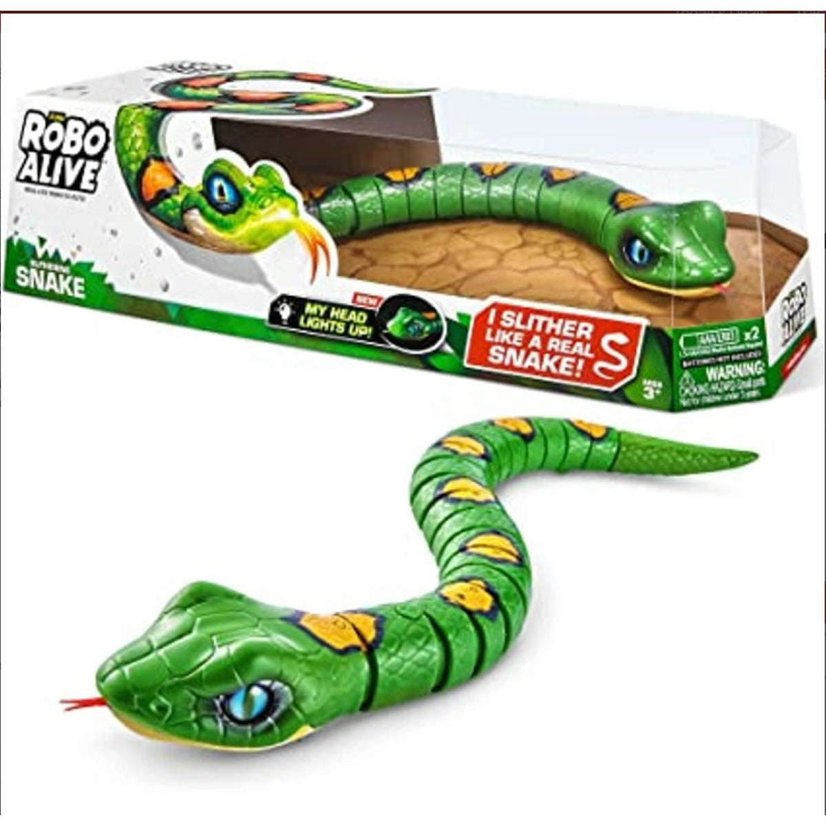 GIBOUS×GALFY SNAKE DOG DAMAGE TRAINER Zuru Robo Alive Robotic Light-Up Snake Green Age- 2 Years