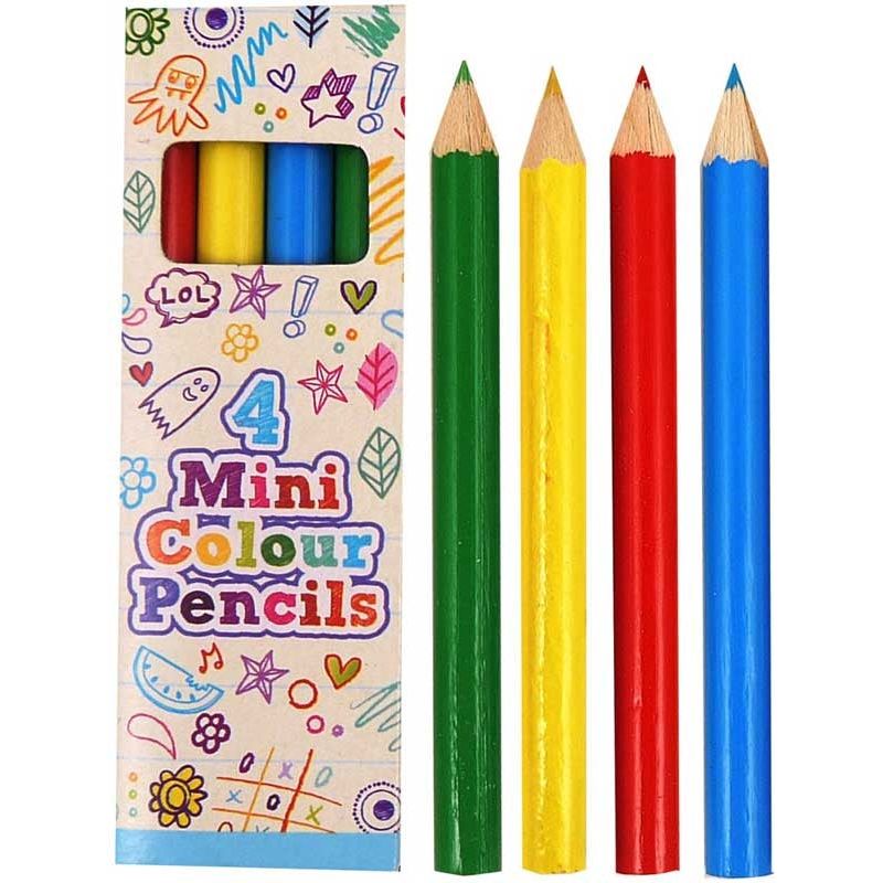 Pibi Fun Stationery 4 Mini Colour Pencils Age-3 Years & Above