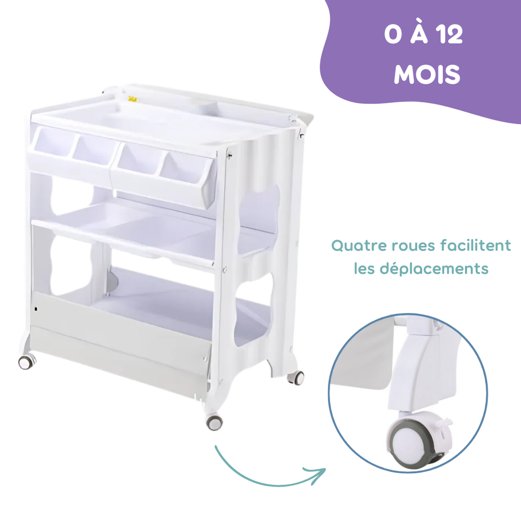 Bear Club Ocean Friends Printed Baby 3-in-1 Diaper Changing Table with Bath Tub & Organizer HY-11 Grey Age-Newborn & Above 