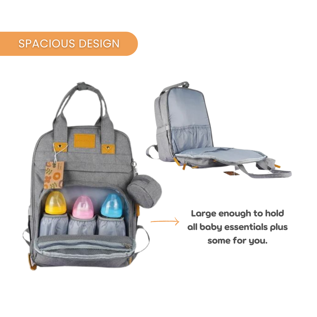 Peekaboo Multiutility Diaper Bag Backpack with Pacifier Case Grey Peekaboo