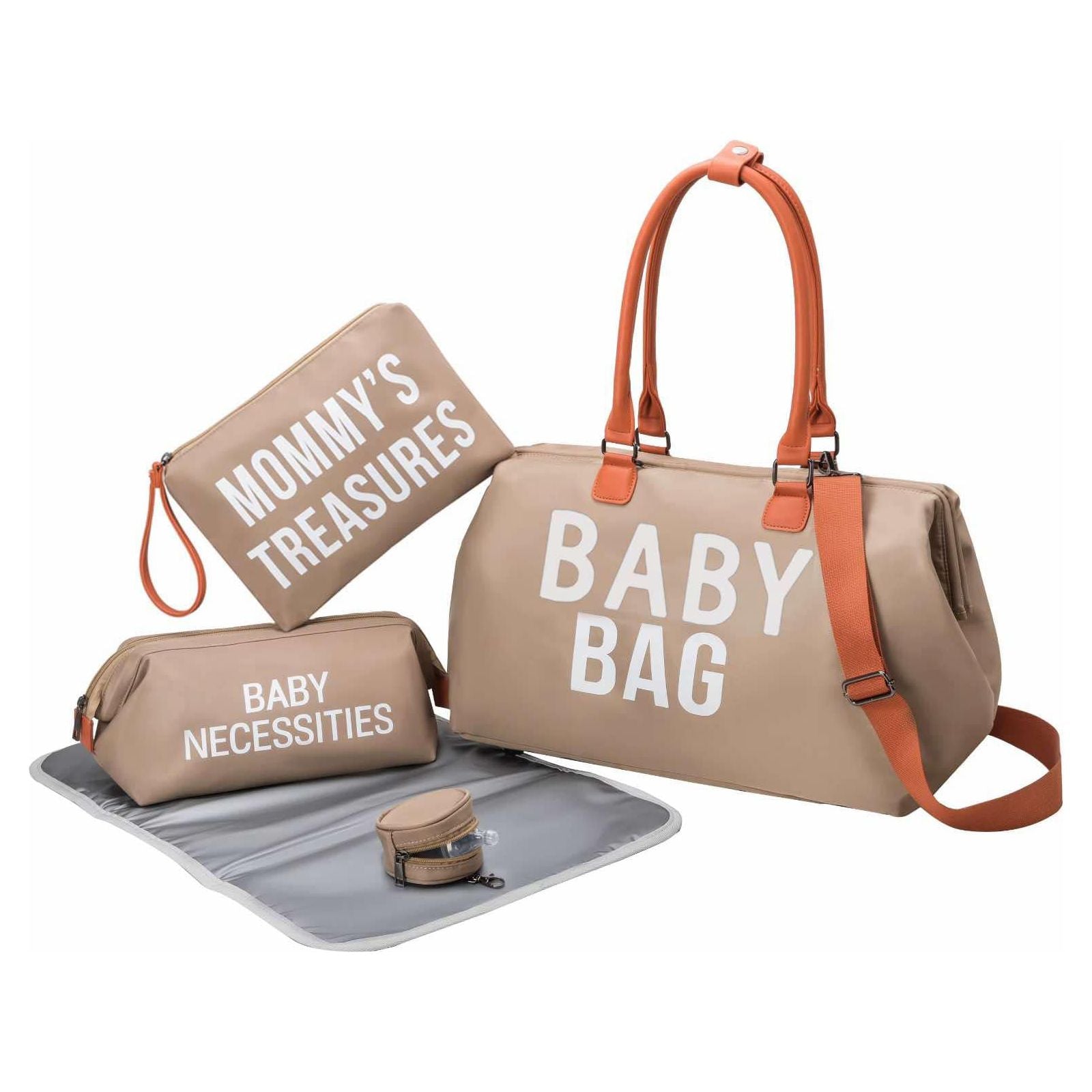 Pibi Mommy Tote Diaper Bag Set of 3 Beige
